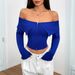 Voya Women's One Word Neck Trendy T-shirt 2026 Spring/Summer New Off Shoulder Short Top_ecoleips.com