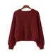Women's V Neck Cardigan Sweater Loose Fit Retro Cable Knit Short Style For Autumn Winter New_ecoleips.com