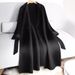 Women's Oversized Trench Coat With Belt, Alpaca Wool Blend Long Coat For Work & Casual, Korean-Japanese Style Loose Fit Duster (Black)_ecoleips.com