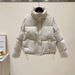 "Women's PU Leather Puffer Jacket Winter Short Stand Collar Thickened Slim Fit Coat With Pockets For Casual & Office Wear (Black/Green/Brown/Cream)"_ecoleips.com