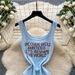 Women's Clothing Hot Girl Style Letter Suspender Dress Female Summer U Neck Slim Pure Desire Small Design Unique Short Skirt_ecoleips.com