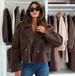 Women’s Short Wool Blazer – Minimalist Long Sleeve Coat, Autumn Office Trench Jacket In Khaki/Burgundy_ecoleips.com