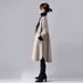 Japanese Style Oversized Trench Coat – Long Sleeve Double-Breasted Coat With Contrast Collar, Loose Fit Casual Outerwear (Beige, S-L)_ecoleips.com