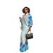 Print Lounge Set – Long Sleeve Shirt & Straight Leg Pants (S-Xxl, Light Blue, Polyester) Office-Ready Twist_ecoleips.com