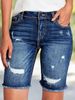 Women's Clothing Plus Size Mid Rise Stretch Denim Shorts For Women Tassel Hand Distressed Spring Summer_ecoleips.com
