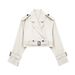 Spring 2027 Fashion European-USA Style Outerwear Women Polyester Lapel Raglan Sleeve Casual Loose Short Jacket_ecoleips.com