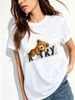 Women Cute Peeking Teddy Bear A TRY Letter Graphic T Shirt Round Neck Short Sleeve Loose Casual Summer Street Tops_ecoleips.com