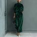 Velvet-Touch High-Neck Tracksuit Set - Cozy Wide-Leg Pants & Zip-Up Top For Women_ecoleips.com
