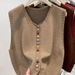 K Fashionable Knitted Vest For Women With Rainbow Buttons; Wear It Over A Sweater._ecoleips.com
