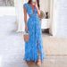 Women's Clothing Sexy Slim-Fit Sleeveless Printed V-Neck Split Dress_ecoleips.com