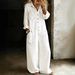 Women's Retro Wide Leg Jumpsuit Long Sleeve Denim Lapel Casual Elegant Fashion Spring/Autumn Summer Cotton Polyester_ecoleips.com