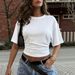 Summer Minimalist Women's T-Shirt Style Casual Streetwear Stretch Pleated Waist Cropped Ribbed Fabric Y2K_ecoleips.com