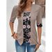 K New Fake Two-piece Five Quarter Sleeve Printed Women's Top T-shirt_ecoleips.com