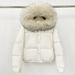 Women's Winter Short Down Jacket With Detachable Fur Hood - 85% White Duck Down, Thickened Loose Fit, 3D Embroidery_ecoleips.com
