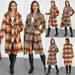 Women's Clothing Double Breasted Lapel Contrast Plaid Double-Breasted Notched Lapel Checked Wool Blend Coat Long Sleeve Trench Coat For Autumn Winter_ecoleips.com