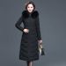 Plus Size Winter Coat Long Thermal Jacket With Detachable Faux Fur Collar & Hood, Warm Trench Coat For Mature Ladies_ecoleips.com