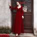 Velvet Long-sleeve Toast Dress For Bride, 2026 New Model, Wedding Engagement Homecoming Thank-you Banquet Burgundy_ecoleips.com