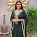 Modest Abaya Dress With Fringe –Boho Maxi Dress For Women, Elegant Long Sleeve Flowy Gown (Blue/White/Green) _ecoleips.com
