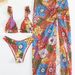 Women's Floral Bikini Set - Sexy 3-Piece Swimwear With Adjustable Triangle Top & Sheer Beach Cover-Up, Quick-Dry Fabric For Pool & Vacation_ecoleips.com