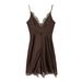 Spring Floral Lace Trimmed V-Neck Slip Dress For Women, Stretchy Polyester Sleeveless Mini Dress, Casual & Date Night Outfit_ecoleips.com