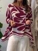 Women's Relaxed Fit Printed Woven Shirt Long Sleeve round Neck Boho Casual Blouse_ecoleips.com