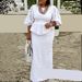 Plus Size Women's Lace Embroidered Top & Elastic Skirt Set – Elegant Two-Piece Outfit For Casual & Special Occasions_ecoleips.com
