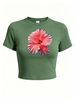 Casual Women’s Y2K Crop Top, Fashion Logo Print Tee, Trendy Street Style Top_ecoleips.com