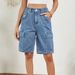 Women's Clothing Washed Personalized Denim Workwear Shorts_ecoleips.com