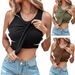 Summer Women's Solid Color Round Neck Vest Bra Feminine Base Layer Outerwear_ecoleips.com