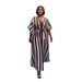 Women's Elegant Boho Chic Maxi Dress Long Sleeve Batwing Striped Print Belted Waist Tunic Loose Fit Summer Dress_ecoleips.com