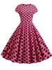Women's Music Note Print Dress Retro Swing Casual Vintage Party Dresses 50s 60s Summer Short Sleeve_ecoleips.com