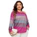 "Plus Size Off Shoulder Shirt – Women’s Color Block Long Sleeve Blouse (1XL-4XL, Pink & Bluish)"_ecoleips.com