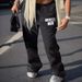 Streetwear Drawstring Pants – Soft & Breathable Straight-Leg Trousers For Women (S-XL, Cross-Print Design & Adjustable Waist)_ecoleips.com