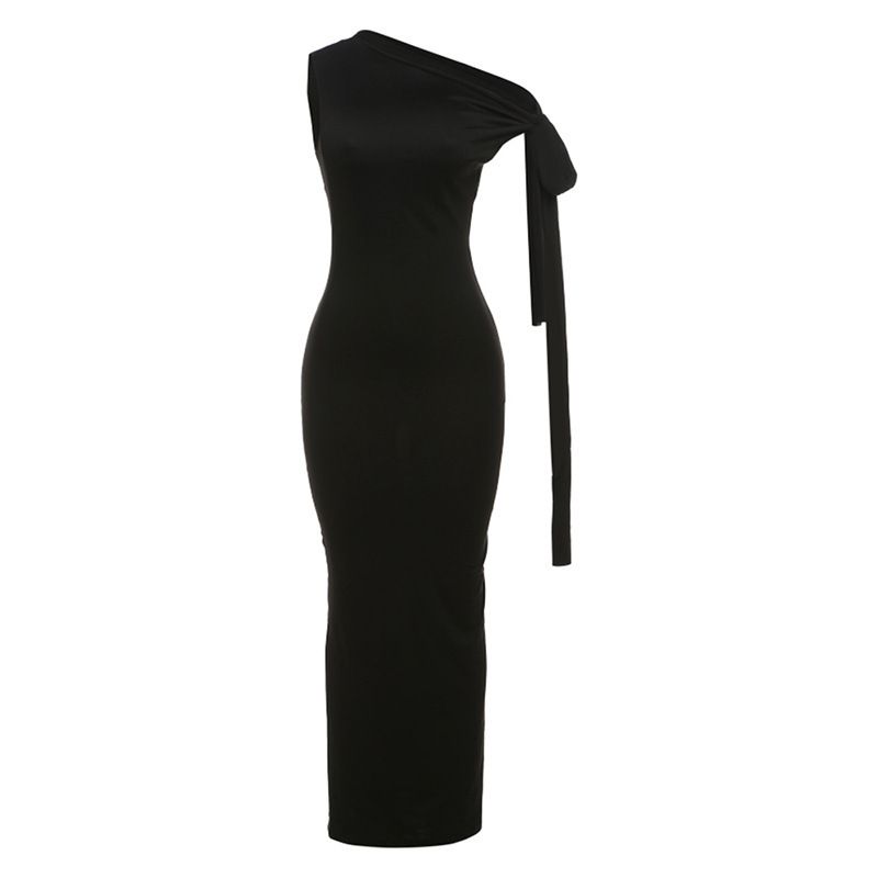 Aria Basics Aria Basics European And American 2024 Spring/Summer New Women's Casual Sexy Solid Color One-Shoulder Comfortable Slim Fit_ecoleips.com