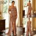 Women's Clothing Banquet Design Gold Heavy Work One Shoulder Slim Fit Sequined Dress Long Skirt_ecoleips.com