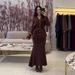 V-Neck Button Front Long Sleeve Knit Cardigan With Matching Pencil Skirt Set - Versatile Casual & Office Wear (XS-XXXL, Black/Cream/Brown)_ecoleips.com