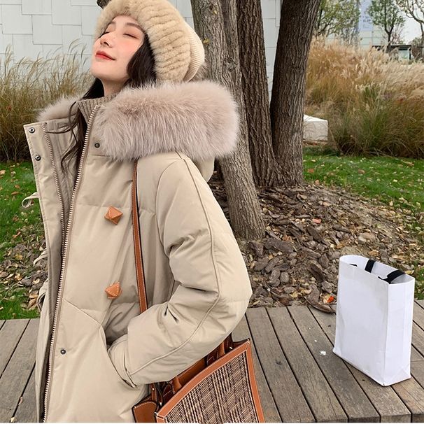 "Women's Longline Quilted Puffer Coat With Faux Fur Hood – Extra-Length Winter Jacket, Thickened Down-Alternative Fill, Ultra-Warm For Harsh Cold"_ecoleips.com