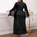 Elegant Plus Size Evening Dress With Silver Foil Accents & Cape Sleeves For Women – A-Line Long Dress In Black (Sizes 0XL-5XL)_ecoleips.com