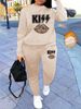 Women's Autumn And Winter Hip-hop Casual Street Leopard Print Lip Print Letter Pattern Print Round Neck Sports Shirt+sports Pants Warm Set-637_ecoleips.com