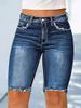 Women's mid Rise Stretch Denim Shorts with Frayed Edges Casual Cotton Jeans for Spring/Autumn And Summer Regular Fit_ecoleips.com