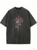 Women's Short-sleeved T-shirt With Blooming Rose Design, Loose-fitting Round Neck, Suitable For Casual Occasions._ecoleips.com