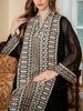 Middle East Spring And Autumn Women's Elegant High-end Beaded Embroidery Black Pullover Robe Dubai Saudi Traditional Clothing Long Sleeve Dress_ecoleips.com