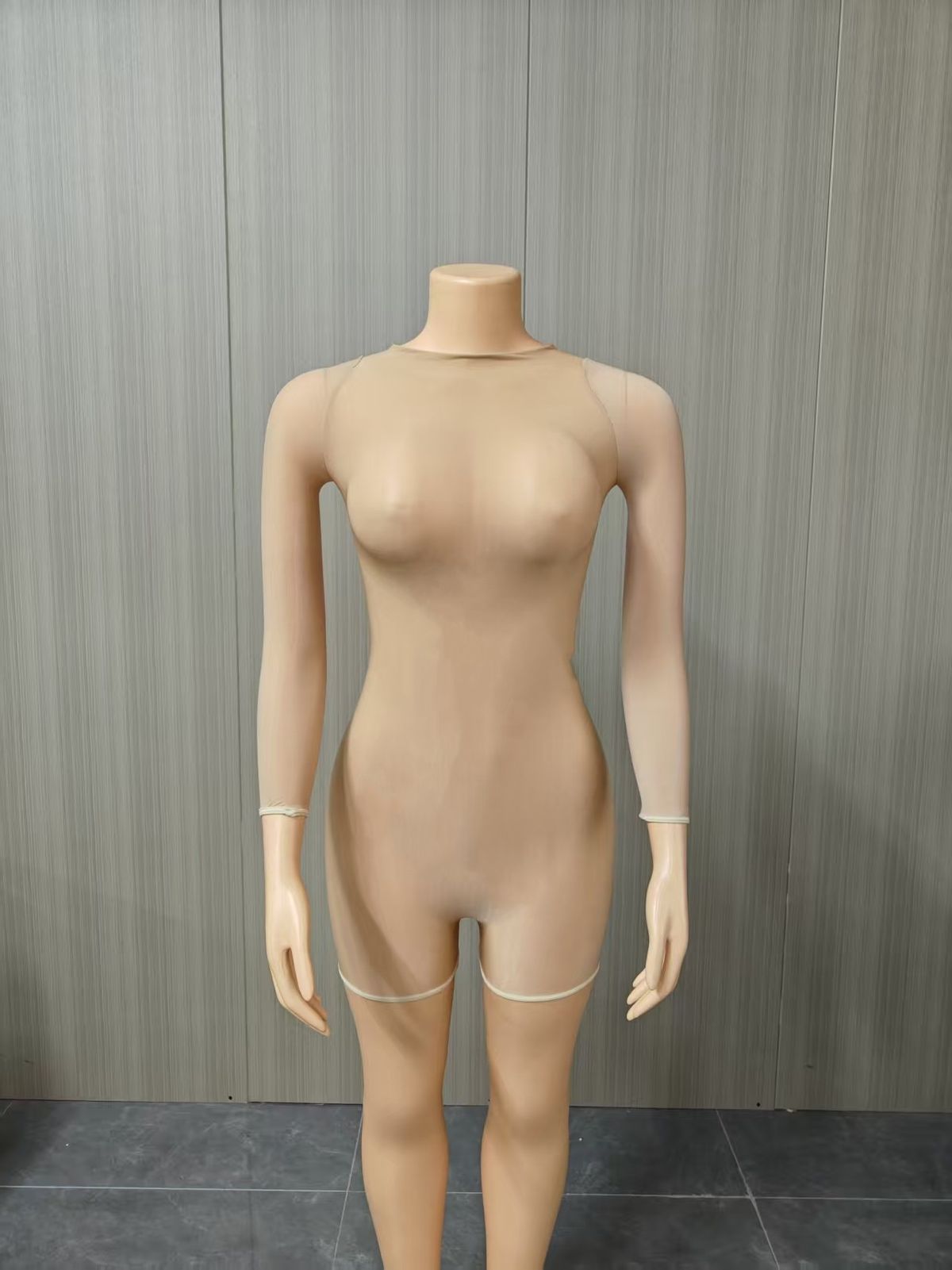 Sheer Shiny Bodystocking Leggings – Stretchy Clubwear Catsuit With Long Sleeves_ecoleips.com