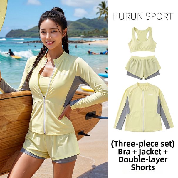 Tigerrun Women's Sunscreen Swimsuit Set Long Sleeve Two Piece Swimwear for Surfing Diving Jellyfish Suit Sports Swimming_ecoleips.com