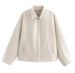 Retro Short Jacket For Women – Classic Lapel Collar, Polyester-Cotton Blend, Versatile Casual Coat (Brown/Beige/Wine/Charcoal, S-L)_ecoleips.com