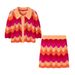 Women's Clothing New Lapel Polo Collar Single Breasted Sweater Mesh Skirt Knitted Suit_ecoleips.com