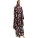 Summer Thin Dubai Style Long Dress Straight Fashion Printed Floral Loose Design Robe Headscarf Two-Piece Set_ecoleips.com
