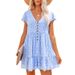 2022 European And American Spring/Summer Independent Website V-neck Buttoned Small Floral Short-sleeved Loose_ecoleips.com
