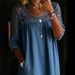 Women's Clothing Women's Loose Fitting Hollowed Out Lace Casual Loose Denim Shirt Solid Color Style For Formal & Casual For Women_ecoleips.com