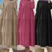 Women’s Clothing new Muslim solid color loose casual button neck long sleeved cotton and linen dress_ecoleips.com